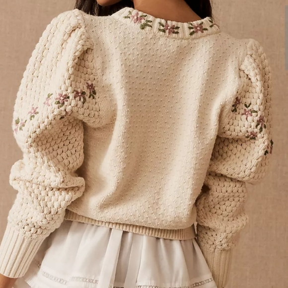 SOLD - NWT LoveShackFancy Kenzly Pullover Sweater - LOVE SHACK FANCY - Picture 4 of 9